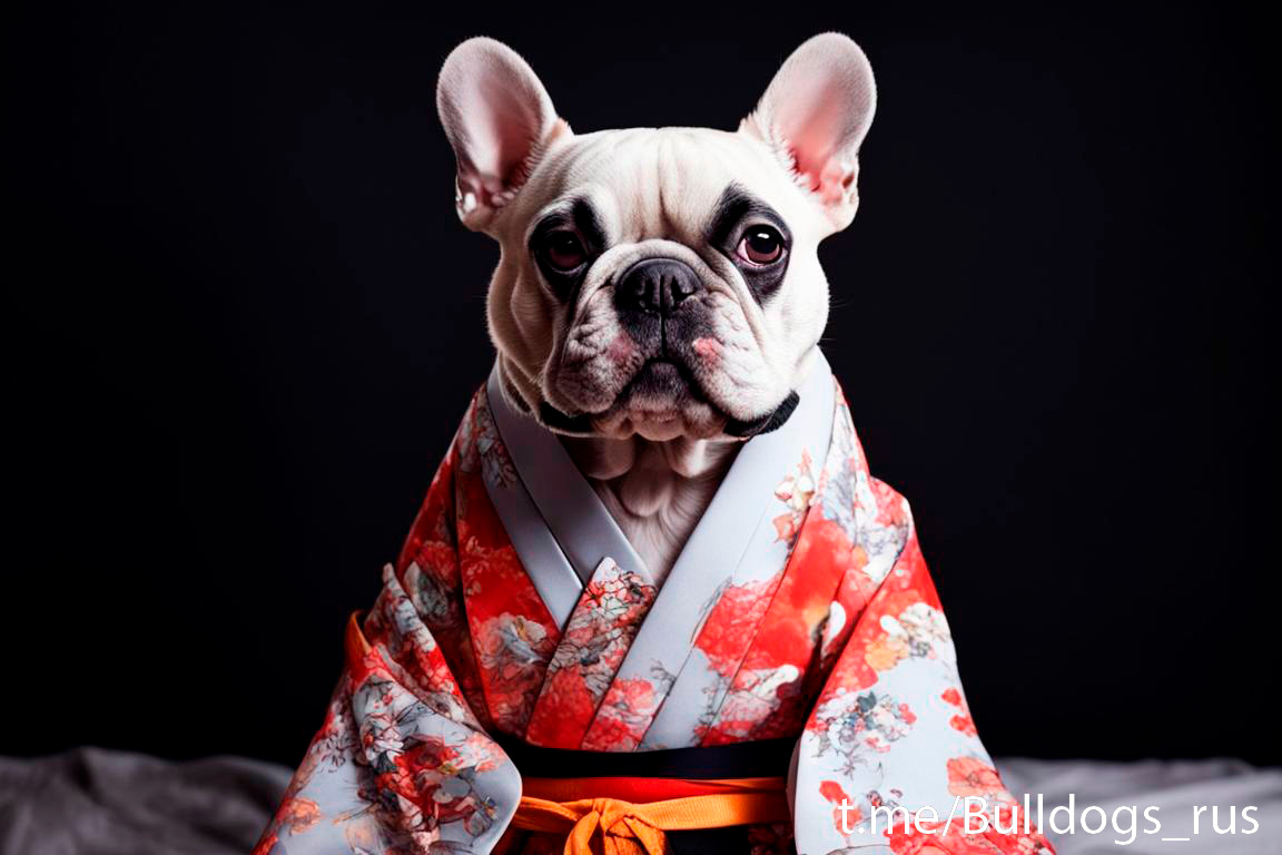 Французский бульдог в японском стиле - в кимоно